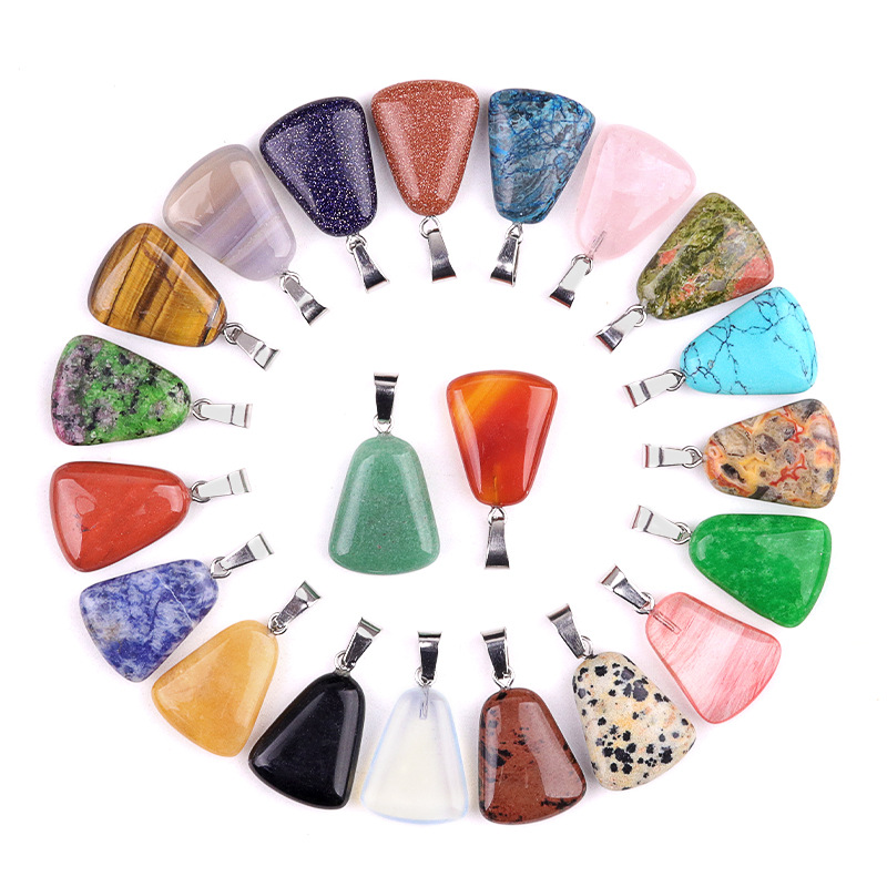 Crystal Pendant Necklace Natural Stone - 20 adet/torba Oyma Beyaz Kristal Ham