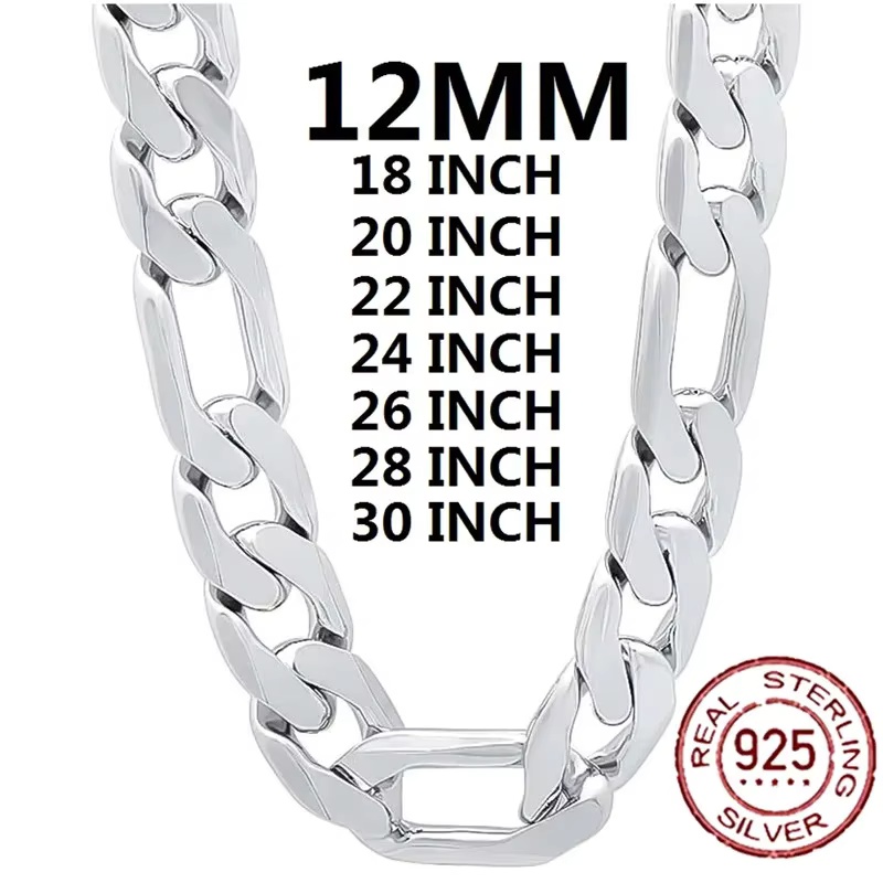 Cuban Link Chain 12Mm - Erkekler İçin 925 Ayar Gümüş Kolye,