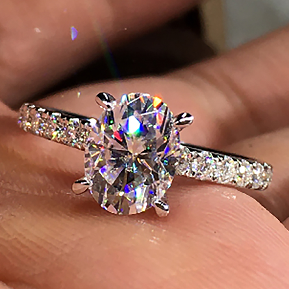 Moissanite Engagement Ring 1 Carat - Özel Tasarım 10 Ayar Beyaz Altın