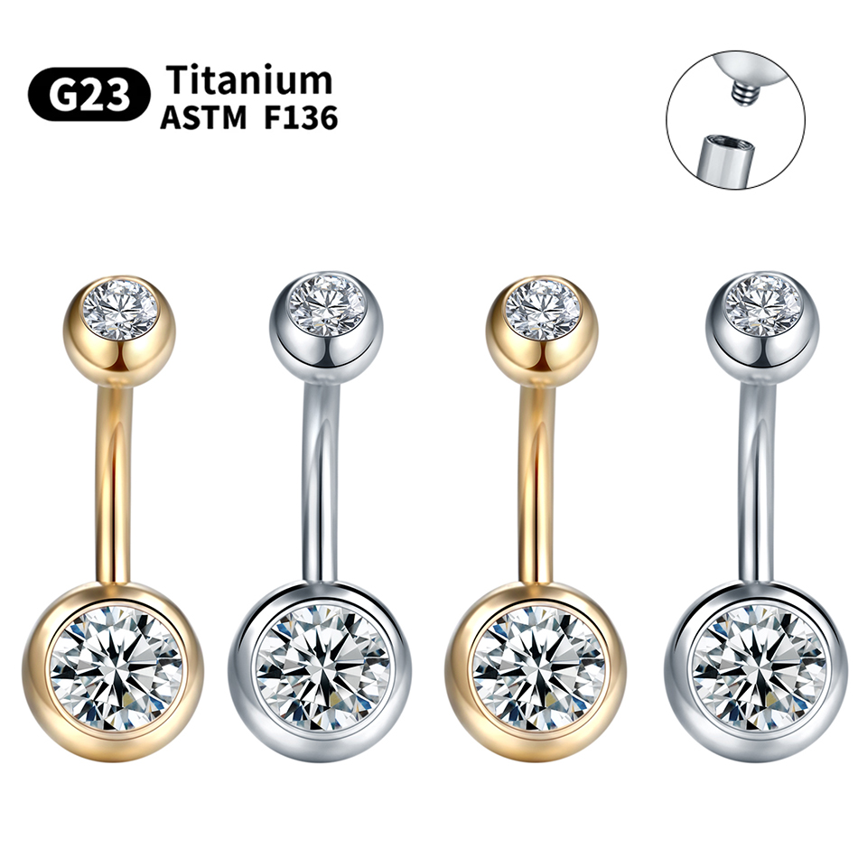 Body Jewelry - 1 adet G23 titanyum 14G altın
