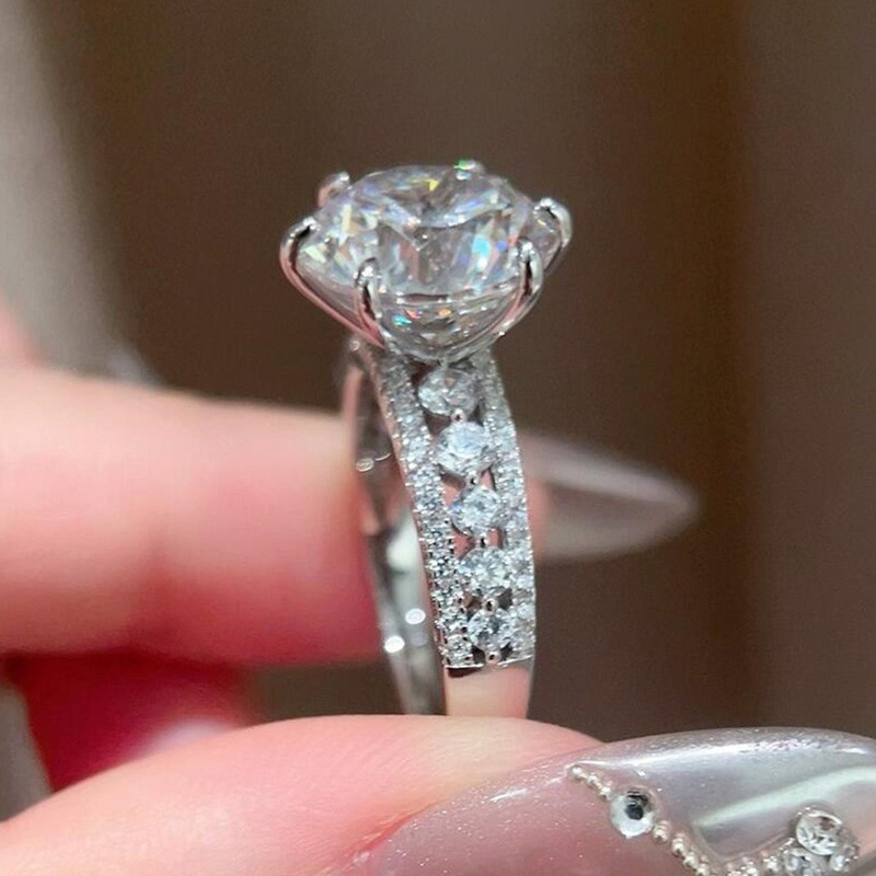Moissanite Engagement Ring 1 Carat - 4 Karat, Yüksek Parlaklığa Sahip, Klasik