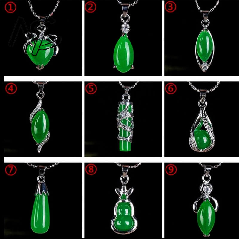 Necklaces - 925 Gümüş Çin Yeşil Yeşim Su