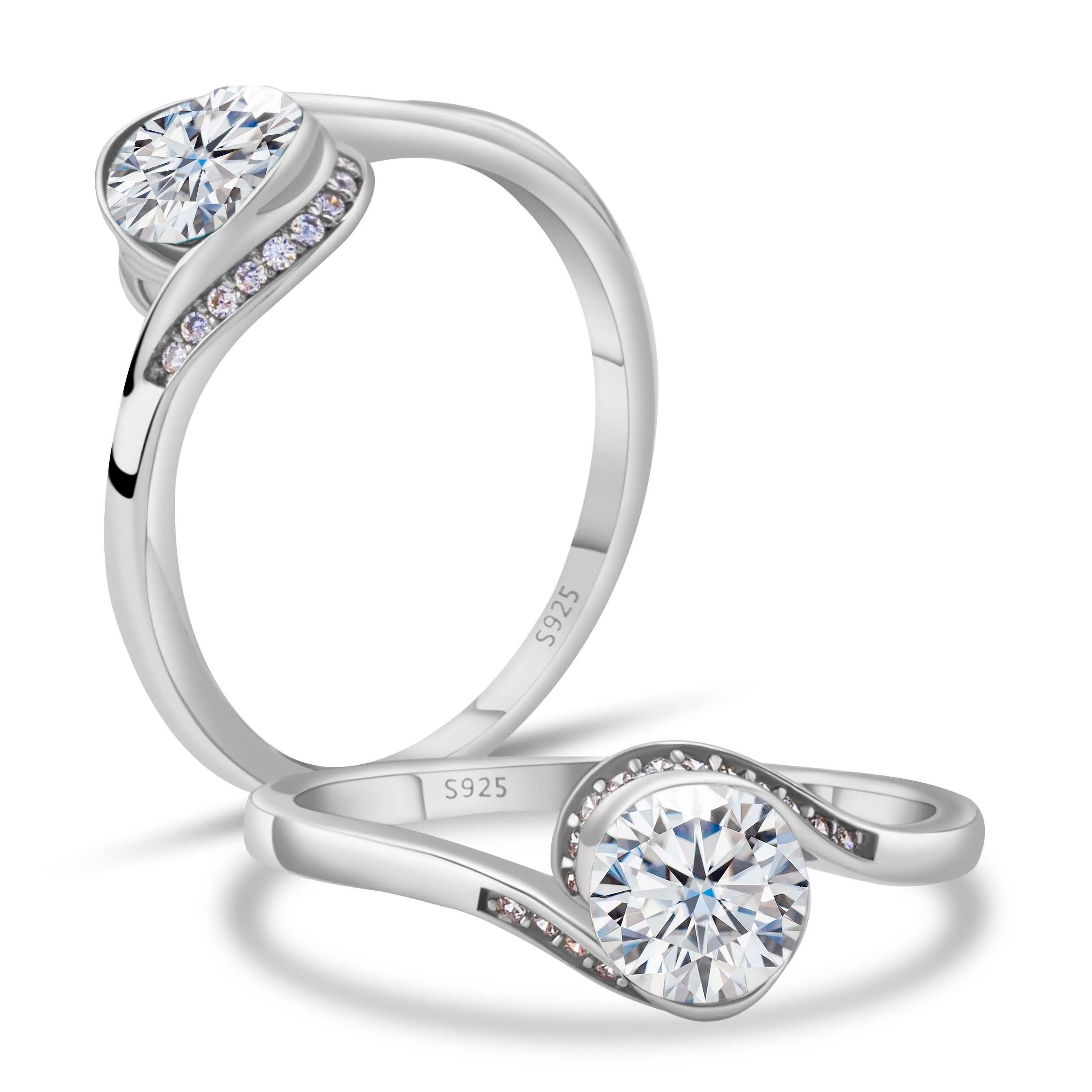 Moissanite Engagement Ring 1 Carat - Nişan Kadın Mozanit Pırlanta Yüzük Lüks