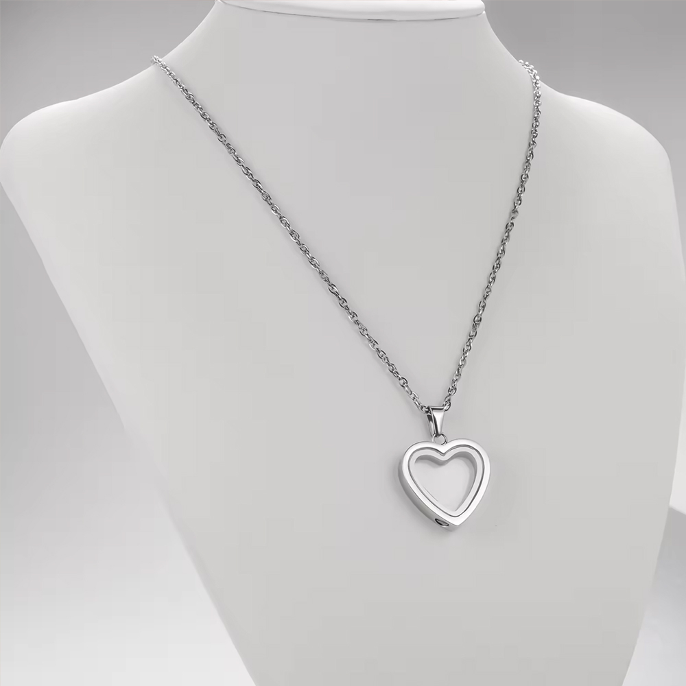 Cam Kalp Kremasyon Takı Kolye  - Heart Locket Necklace Photo incelemesi ve fiyatı