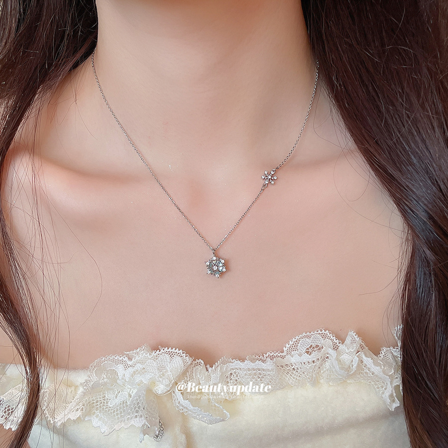 Işıltılı Buz Kristali Kar Tane - Layered Pendant Necklace Aesthetic incelemesi ve fiyatı