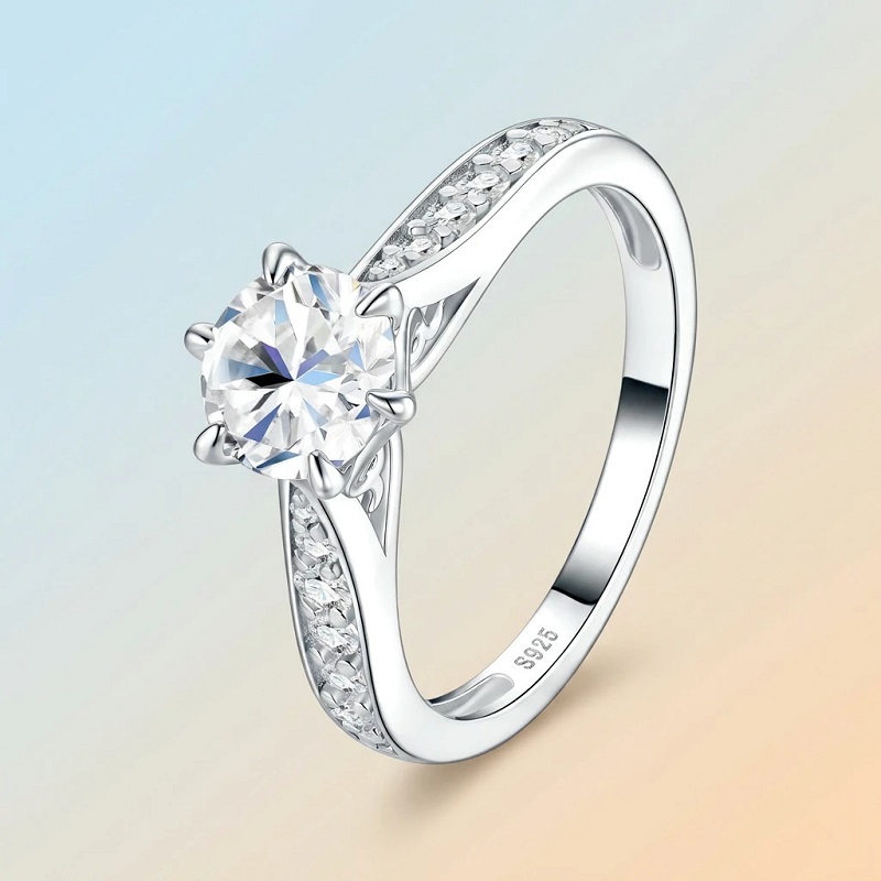 Apaison Lüks D Renk 1 Karat Mo - Moissanite Engagement Ring 1 Carat incelemesi ve fiyatı