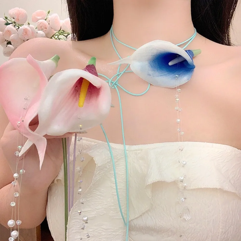 Moda Abartılı Calla Zambak Bon - Pearl Choker Necklace Vintage incelemesi ve fiyatı