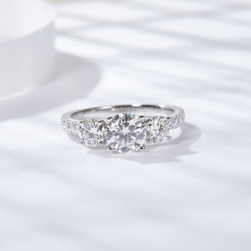 HTOTOH 3 Taş 1 Karat D Renk Tü - Moissanite Engagement Ring 1 Carat incelemesi ve fiyatı