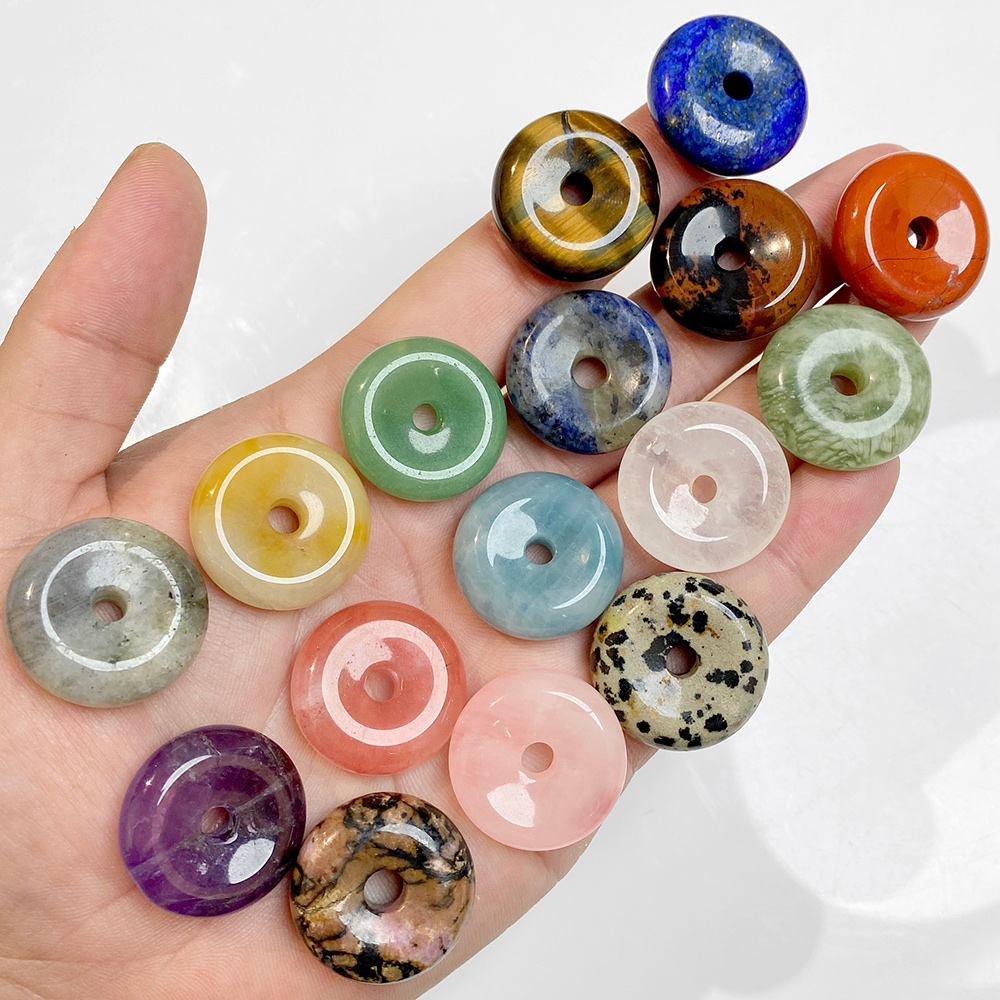 1 adet 25 MM Daire Donut Kolye - Crystal Pendant Necklace Natural Stone incelemesi ve fiyatı
