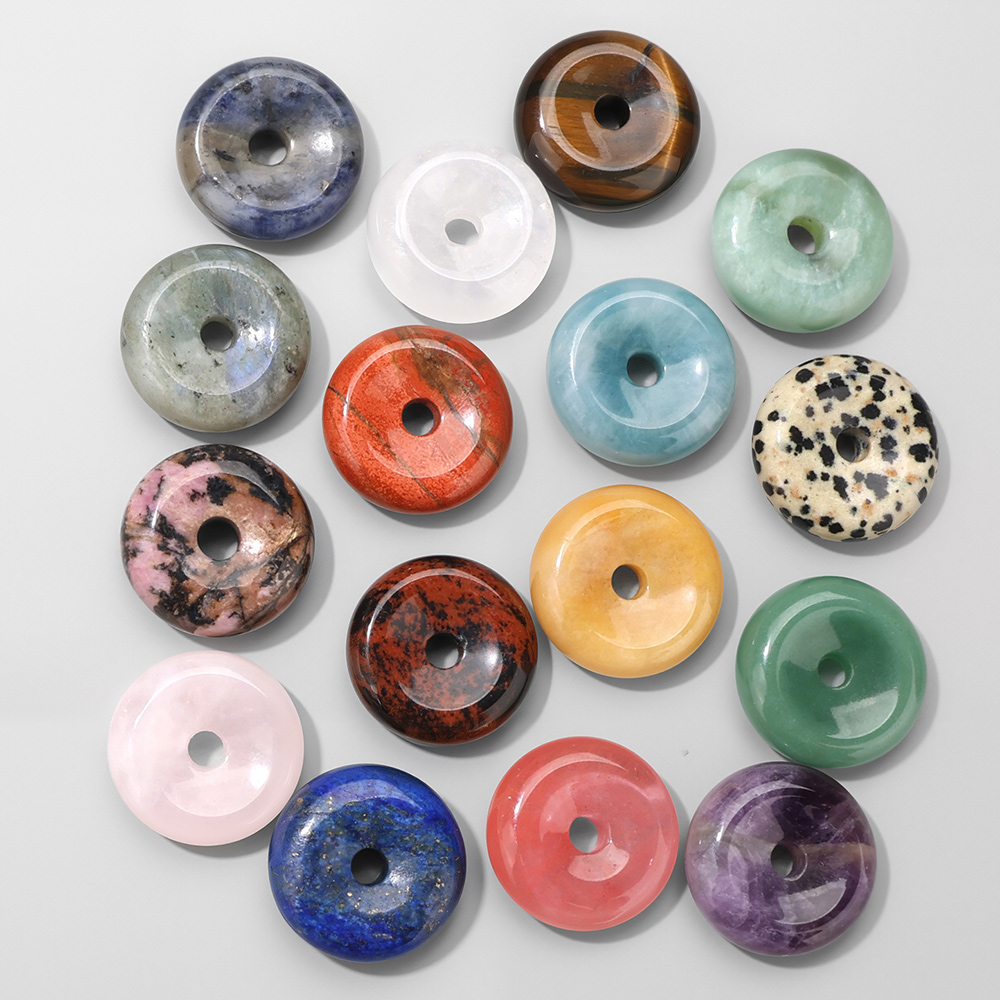 1 adet 25 MM Daire Donut Kolye - Crystal Pendant Necklace Natural Stone incelemesi ve fiyatı