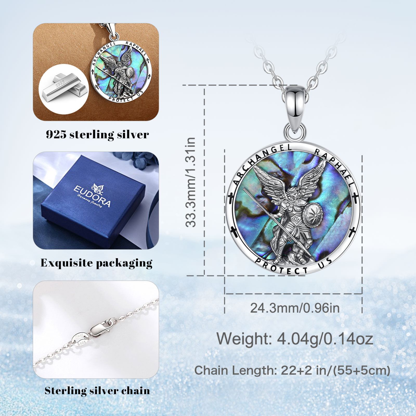 Eudora 925 Ayar Gümüş Aziz Mic - 925 Sterling Silver Chain Necklace Men incelemesi ve fiyatı