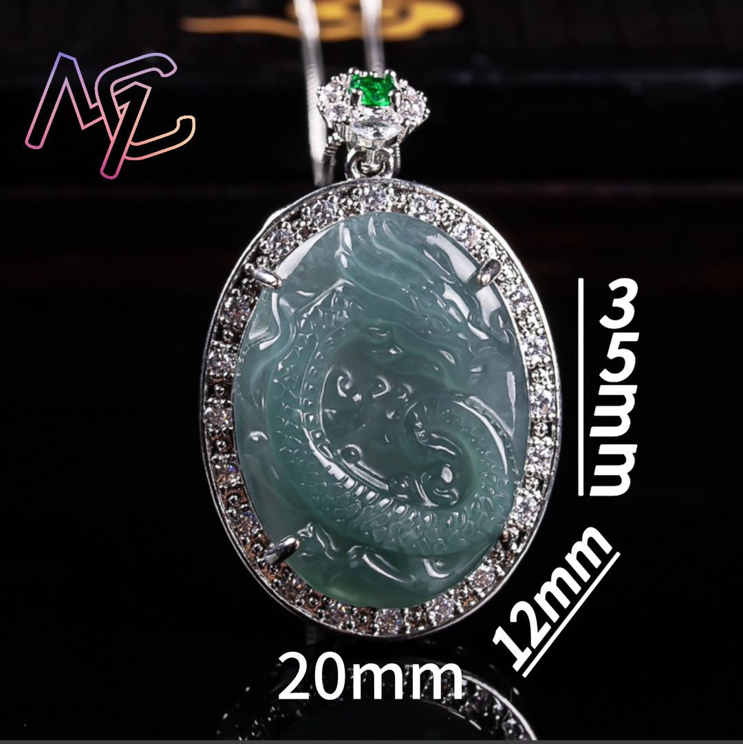 Myanmar Jadeite Ejderha Kolye  - 925 Sterling Silver Chain Necklace Men incelemesi ve fiyatı