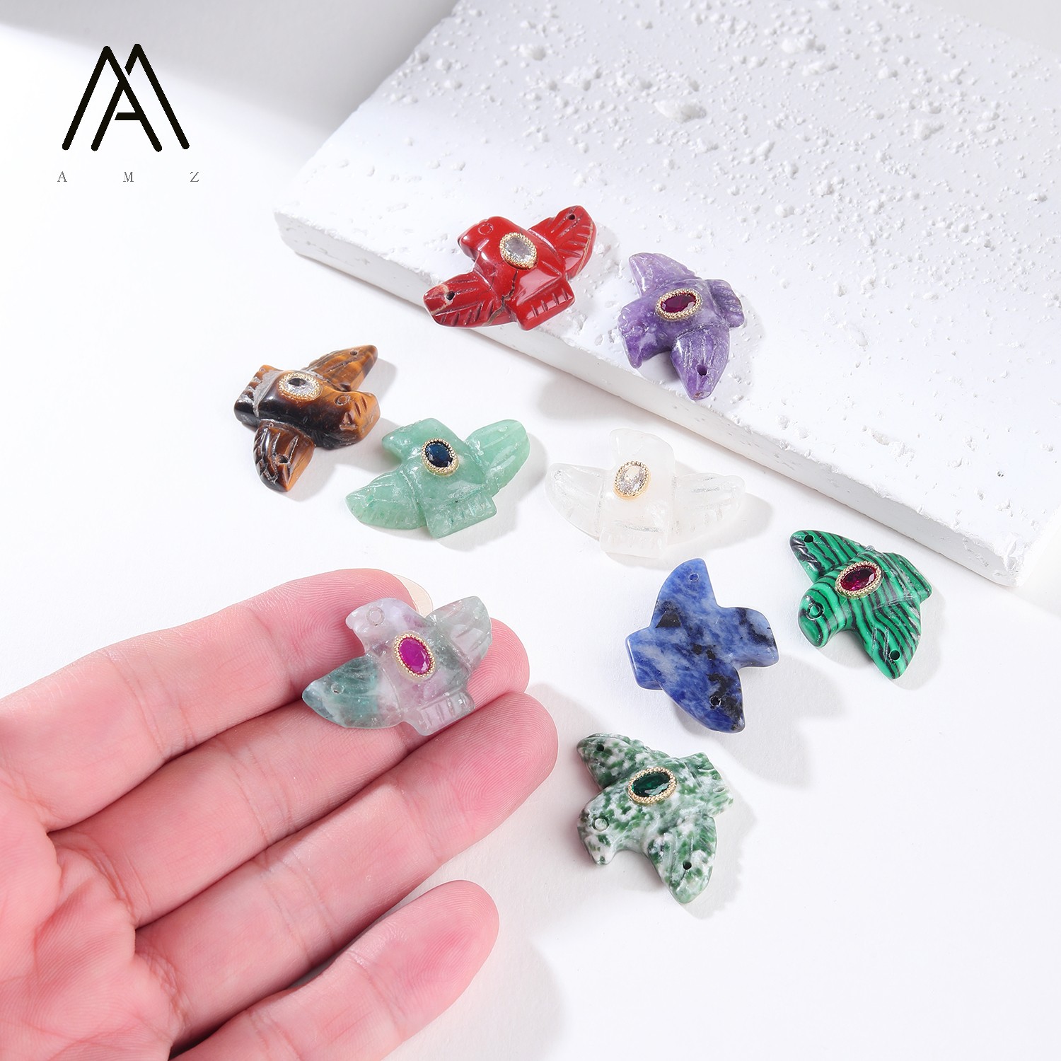 1/3/5/10 adet Oyma Kartal Kuş  - Crystal Pendant Necklace Natural Stone incelemesi ve fiyatı