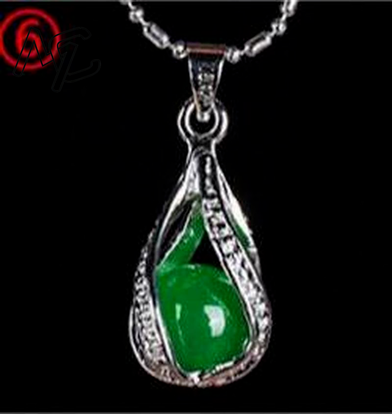 925 Gümüş Çin Yeşil Yeşim Su D - Necklaces incelemesi ve fiyatı